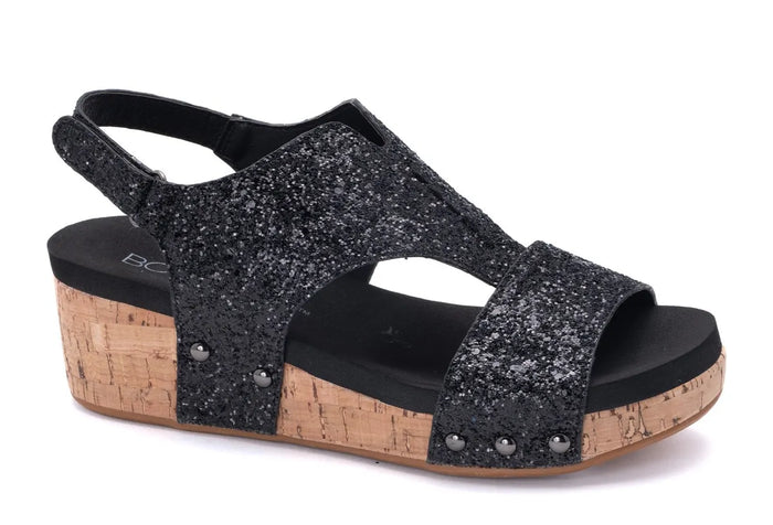 CORKYS BLACK GLITTER REFRESHING WEDGE  (2.5")