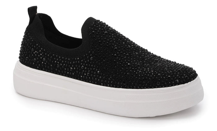 CORKYS SWANK SLIP ON BLACK CRYSTAL SNEAKERS