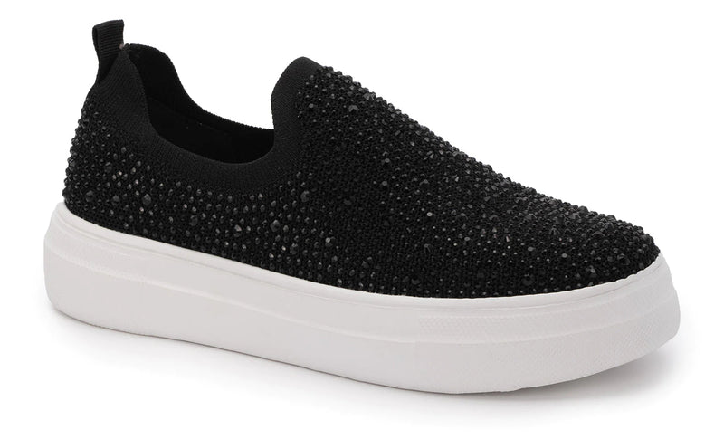 CORKYS SWANK SLIP ON BLACK CRYSTAL SNEAKERS