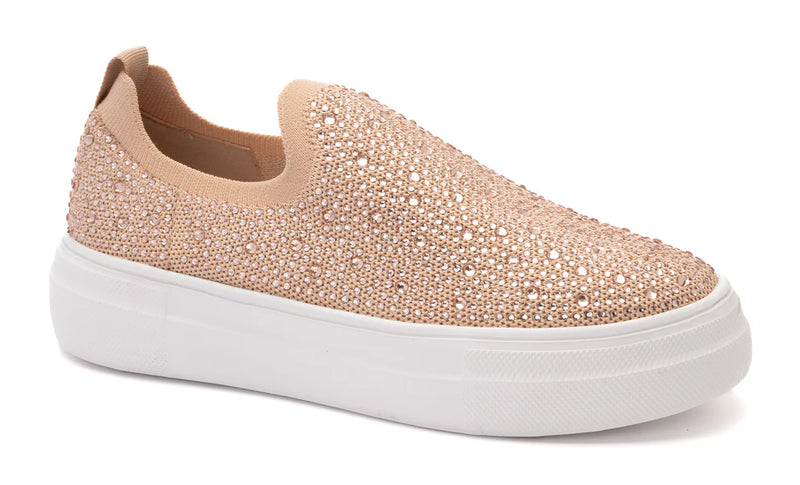 CORKYS SWANK SLIP ON BLUSH CRYSTAL SNEAKERS