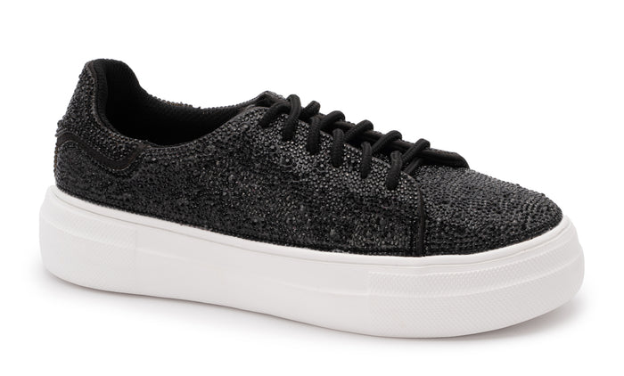 CORKYS BEDAZZLED BLACK RHINESTONE SNEAKERS