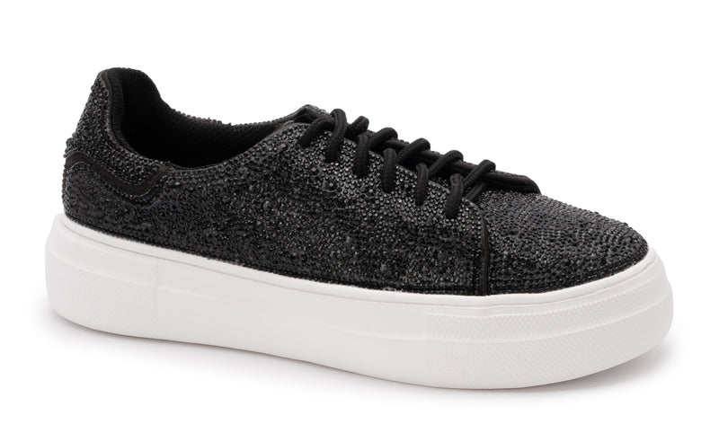CORKYS BEDAZZLED BLACK RHINESTONE SNEAKERS