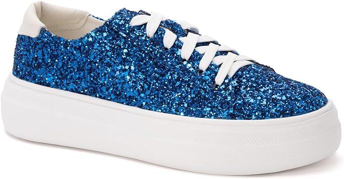 CORKYS GLARING ELECTRIC BLUE CHUNKY GLITTER SNEAKERS