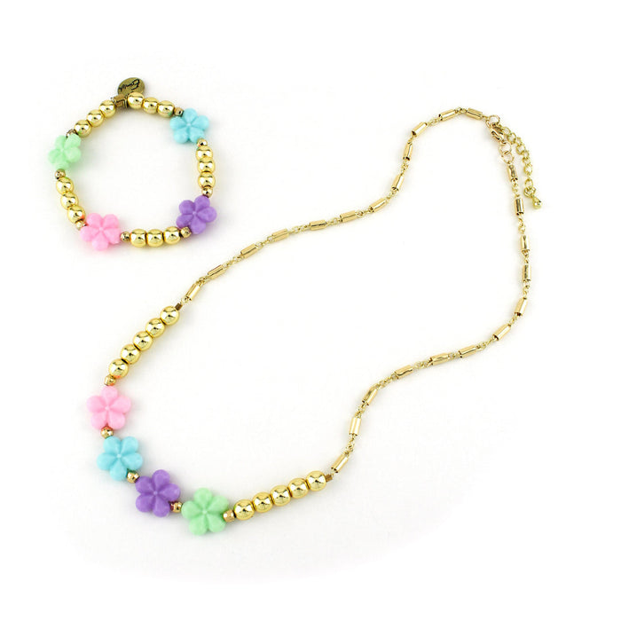 ERIMISH  -  GEM JAMS  (KID SIZED) - FLOWER NECKLACE & BRACELET SET