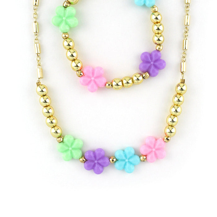 ERIMISH  -  GEM JAMS  (KID SIZED) - FLOWER NECKLACE & BRACELET SET
