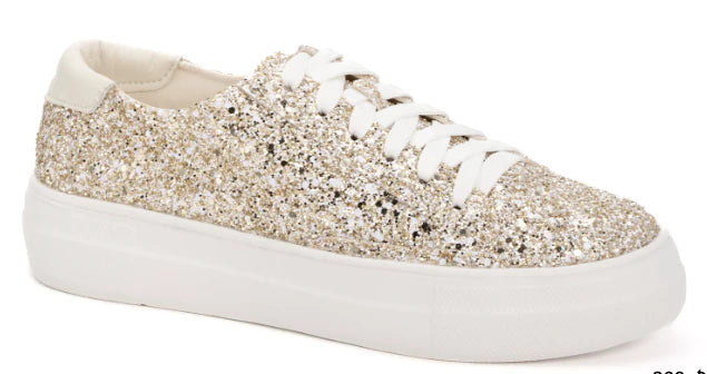 CORKYS GLARING GOLD CHUNKY GLITTER SNEAKERS