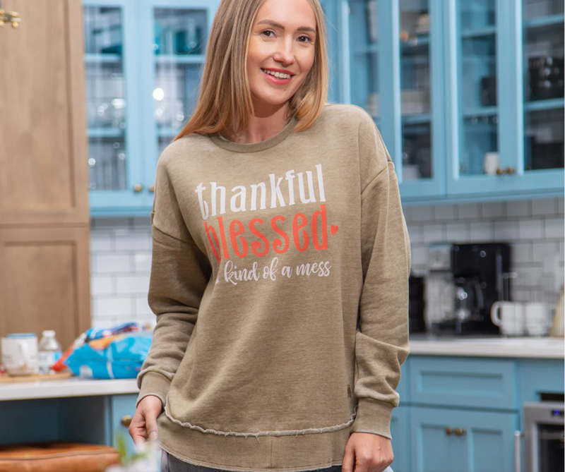 ROYCE: THANKFUL, BLESSED & KIND OF A MESS PONCHO FLEECE