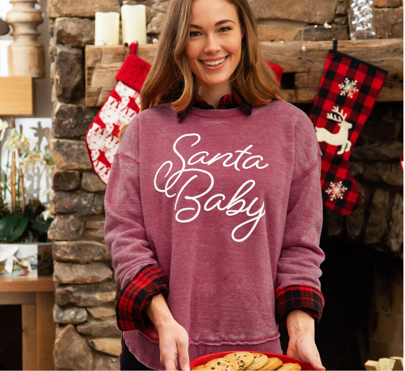 ROYCE: SANTA BABY VINTAGE WASHED PONCHO FLEECE
