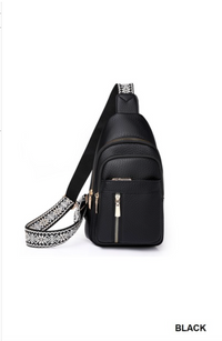 ZENANA  - VEGAN LEATHER CROSSBODY SLING BAG (BLACK)