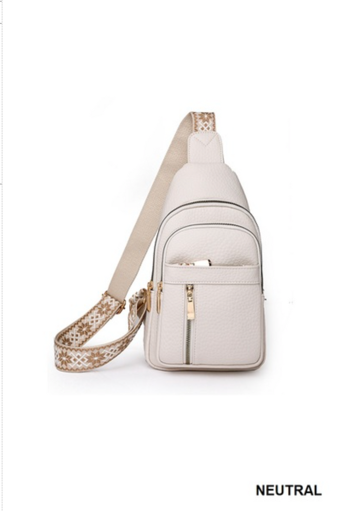 ZENANA  - VEGAN LEATHER CROSSBODY SLING BAG (NEUTRAL)