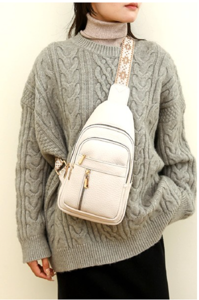 ZENANA  - VEGAN LEATHER CROSSBODY SLING BAG (NEUTRAL)