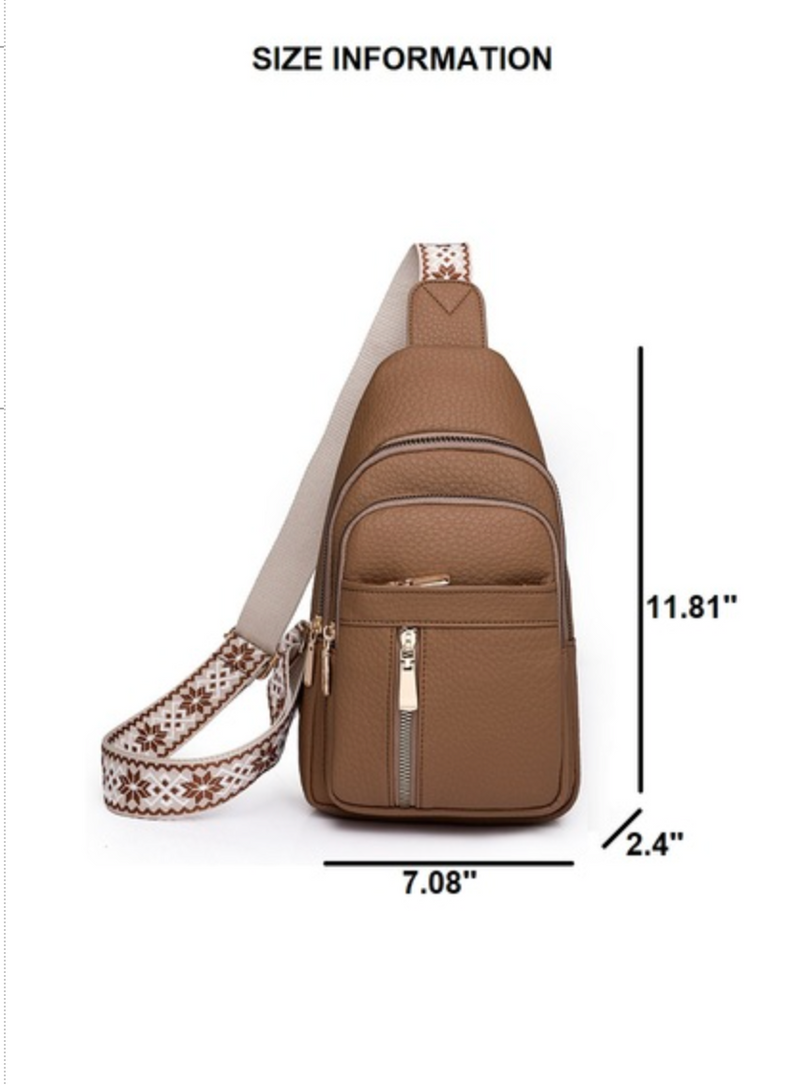 ZENANA  - VEGAN LEATHER CROSSBODY SLING BAG (CAMEL)