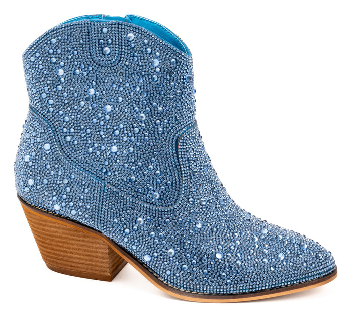 CORKYS LT BLUE RHINESTONE SHINE BRIGHT BOOTS