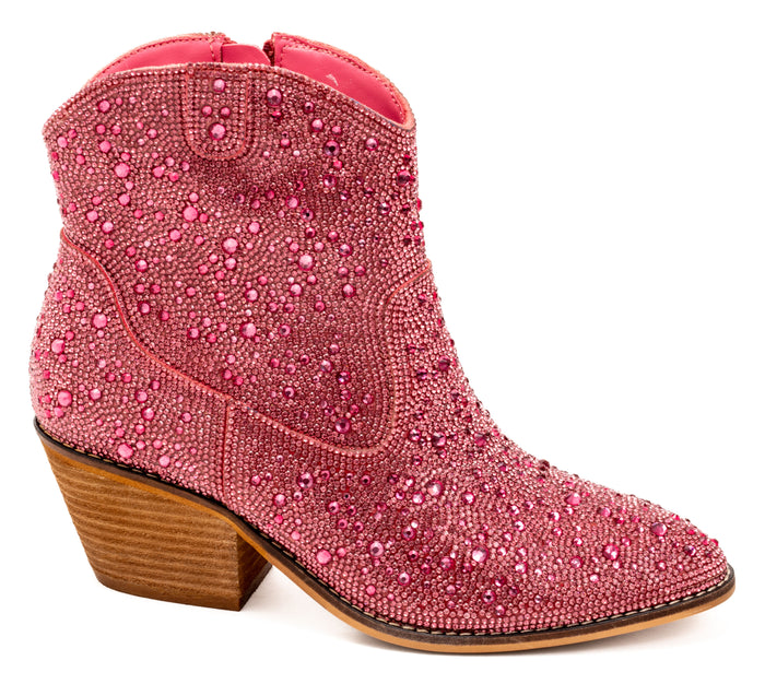 CORKYS PINK RHINESTONE SHINE BRIGHT BOOTS (W/ZIPPER)