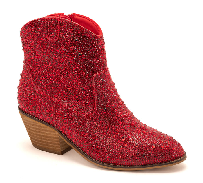 CORKYS RED RHINESTONE SHINE BRIGHT BOOTS (W/ZIPPER)