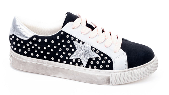 CORKYS SUPERNOVA BLACK STUD SNEAKERS