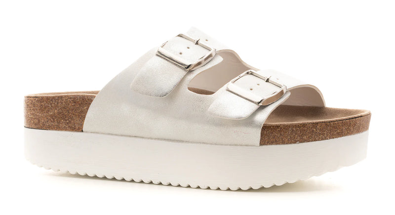 CORKYS TABLOID WHITE METALLIC SANDALS