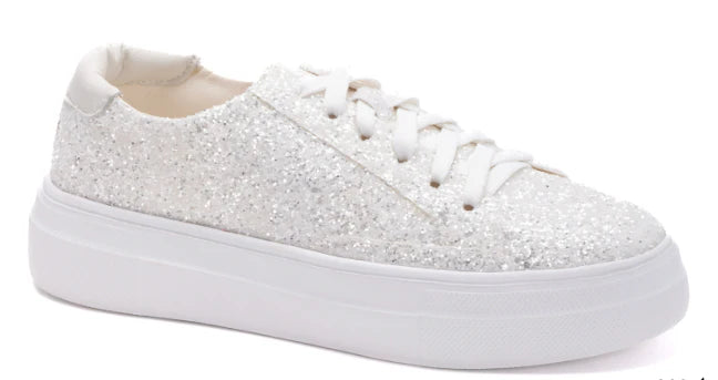 CORKYS GLARING WHITE CHUNKY GLITTER SNEAKERS