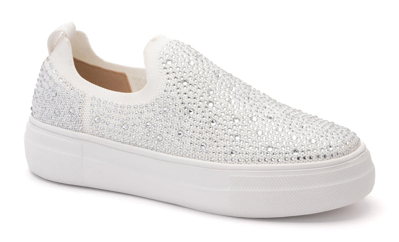 CORKYS SWANK SLIP ON WHITE CRYSTAL SNEAKERS