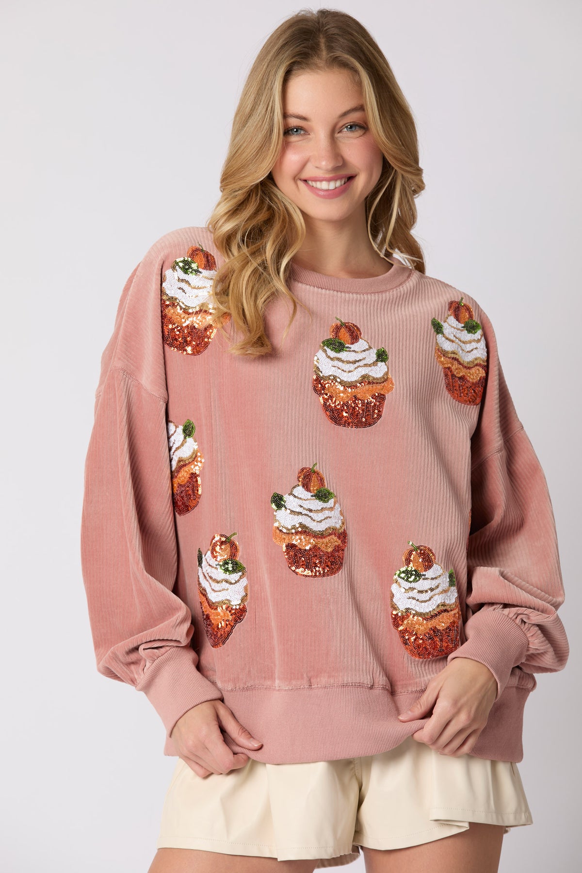 PEACH LOVE PUMPKIN SPICE CUPCAKES SWEATSHIRT