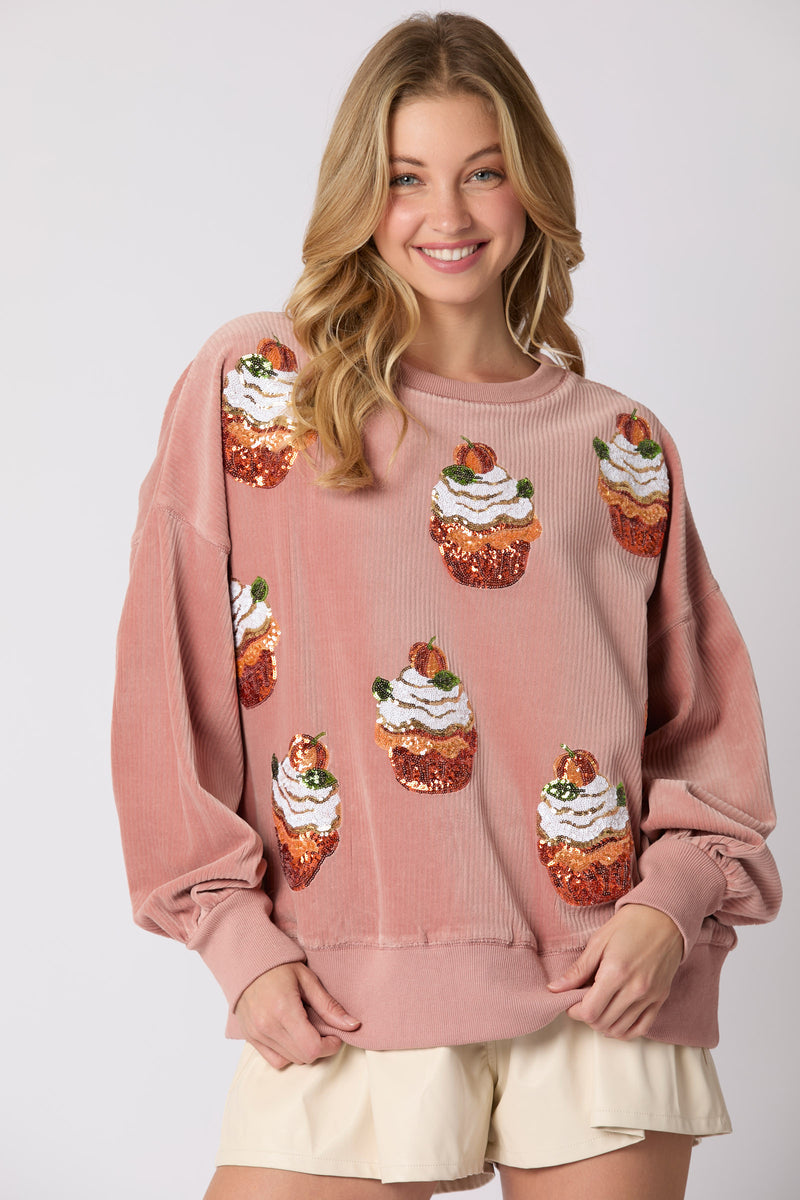 PEACH LOVE PUMPKIN SPICE CUPCAKES SWEATSHIRT