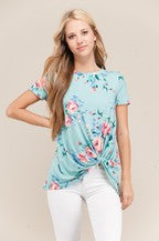 VIAMOR-GRACIE TWIST KNOT FLORAL TOP