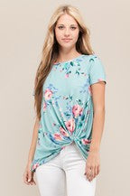 VIAMOR-GRACIE TWIST KNOT FLORAL TOP