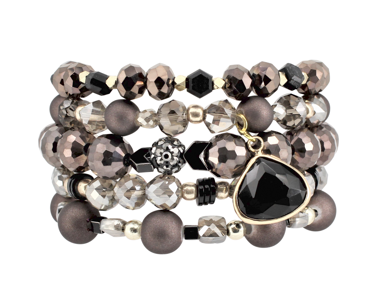 ERIMISH -  EXTENDED SIZE CHOCOLATE SWIRL STACK BRACELET SET