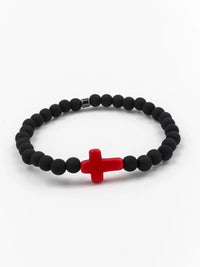 ERIMISH - CROSS SINGLE BLACK/RED STACK BRACELET