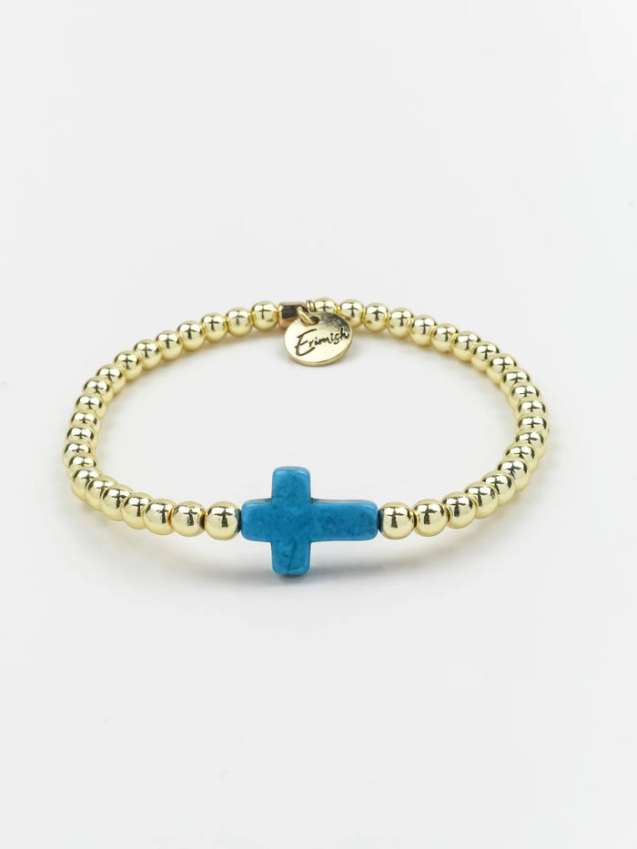 ERIMISH - CROSS SINGLE GOLD/CREAM STACK BRACELET