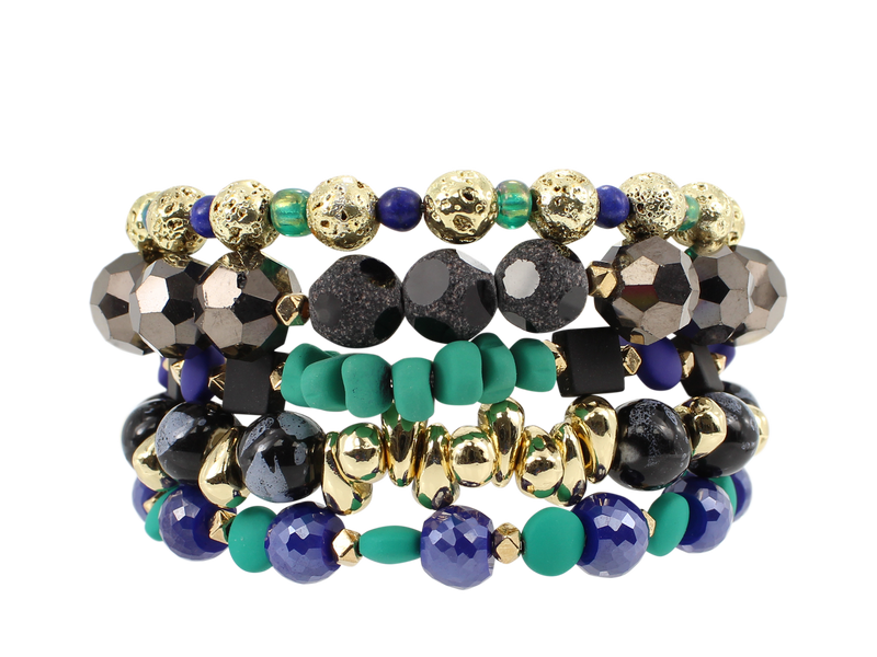 EXTENDED SIZE -  CROWN JEWELL STACK BRACELET SET