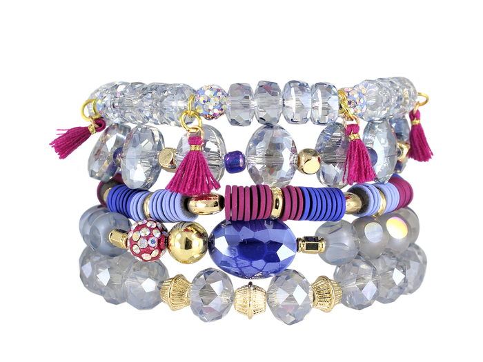 ERIMISH  - EXTENDED SIZE FOUNTAIN STACK BRACELET SET