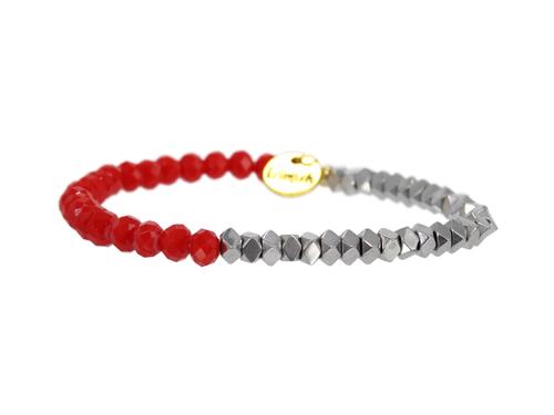 ERIMISH "GAMER" - SILVER AND RED - STACKABLE BRACELET