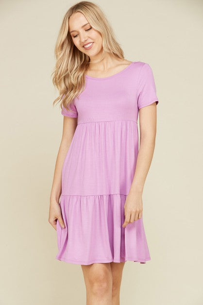 VIAMOR - MICHELE  RUFFLE SOLID DRESS