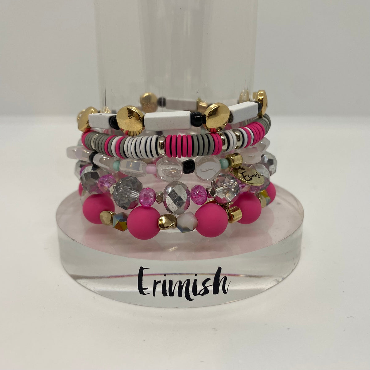 ERIMISH  -  PINK SPLASH STACK BRACELET SET