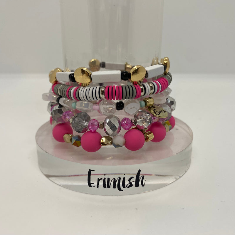 ERIMISH  -  PINK SPLASH STACK BRACELET SET