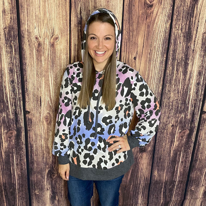 HONEYME RAINBOW ANIMAL PRINT HOODIE