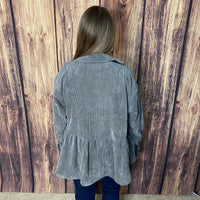 WISHLIST GREY CORDUROY SHACKET