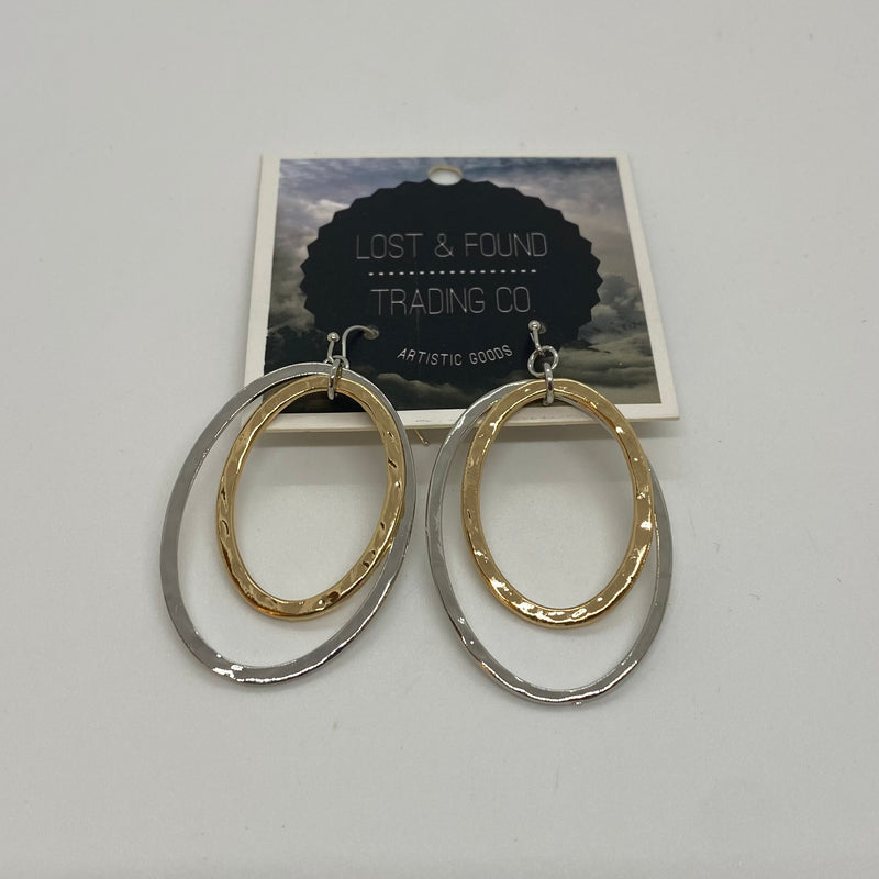LOST AND FOUND SILVER/ROSE GOLD DOUBLE CIRCLE EARRINGS