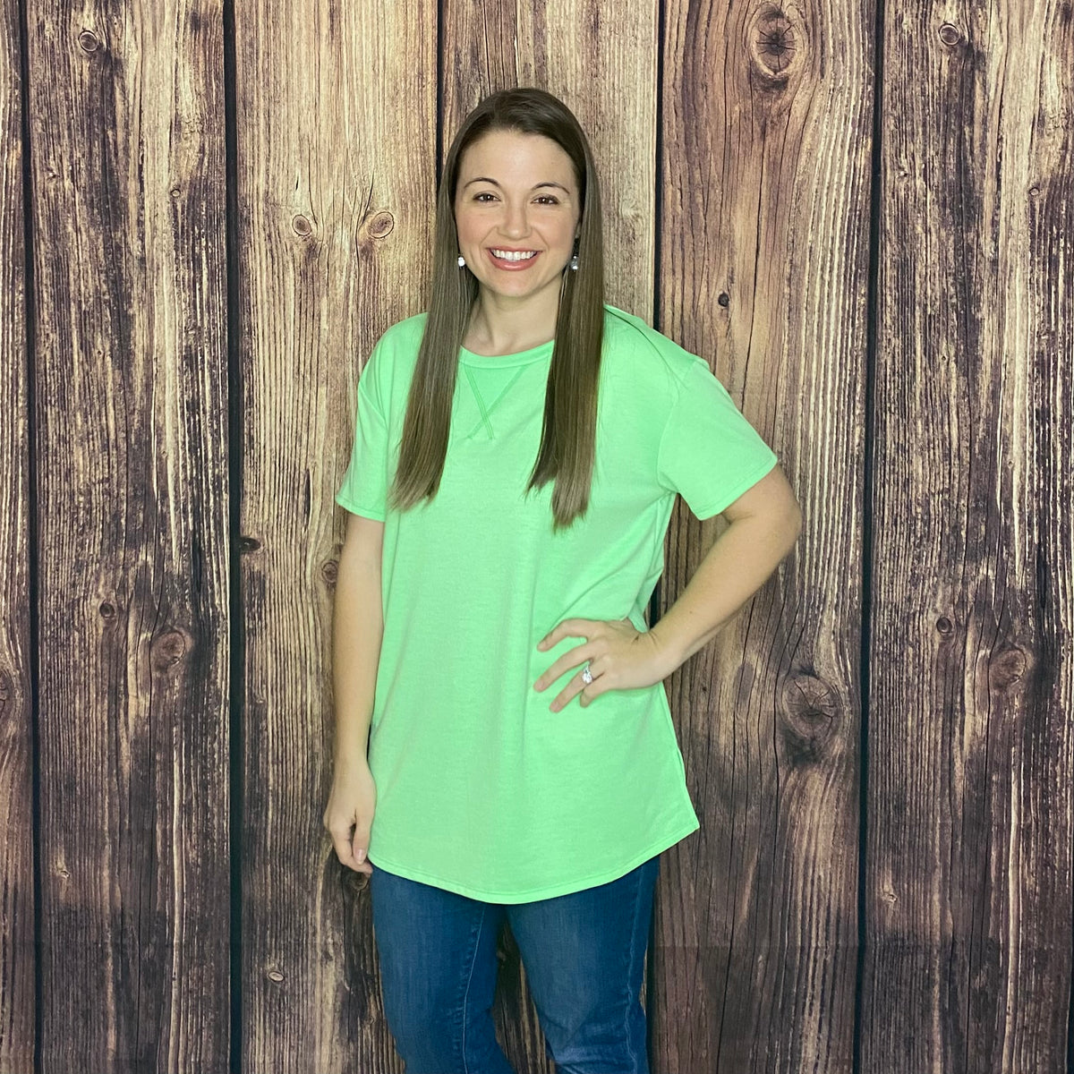 HONEYME NEON (PINK OR LIME) SHORT SLEEVE TOP W/EXPOSED STITCHING