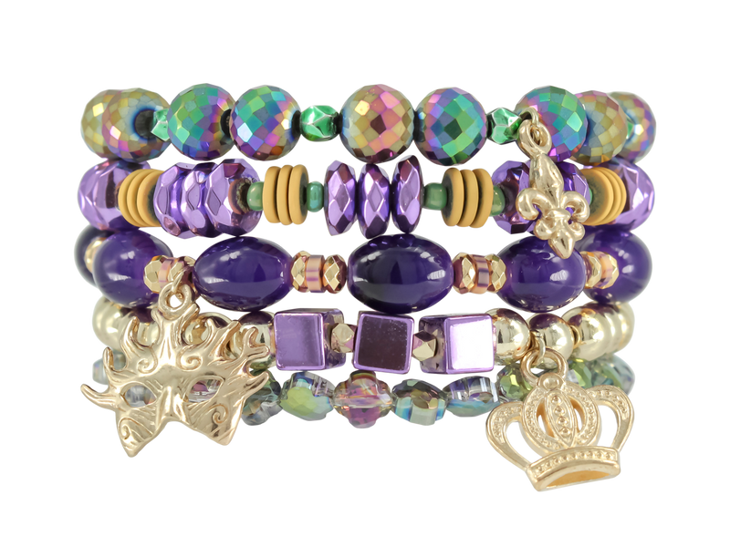 ERIMISH  - MARDI GRAS 5 BRACELET STACK