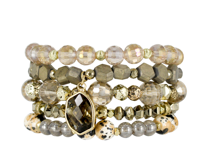 EXTENDED SIZE -  MARSHMALLOW STACK BRACELET SET