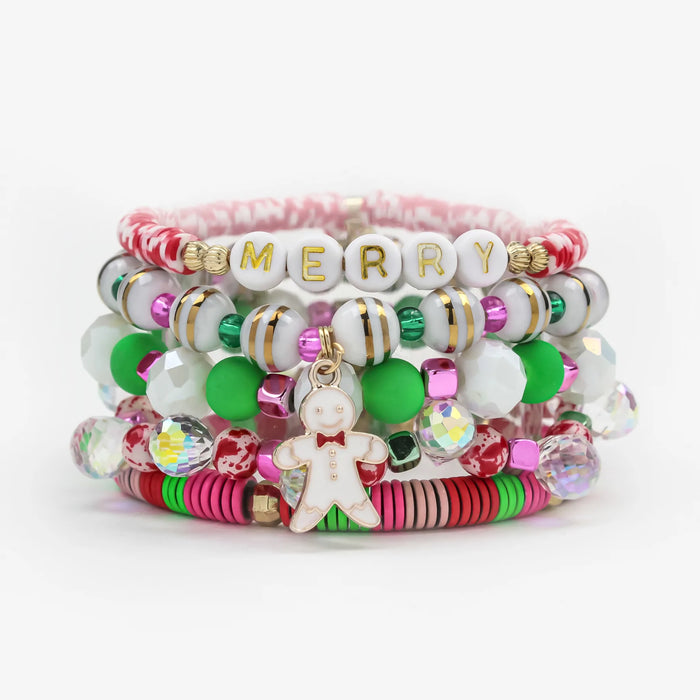 ERIMISH  - MERRY "CHRISTMAS"  5 BRACELET STACK