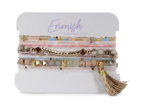 ERIMISH PALM BREEZE BRACELET STACK - PINK