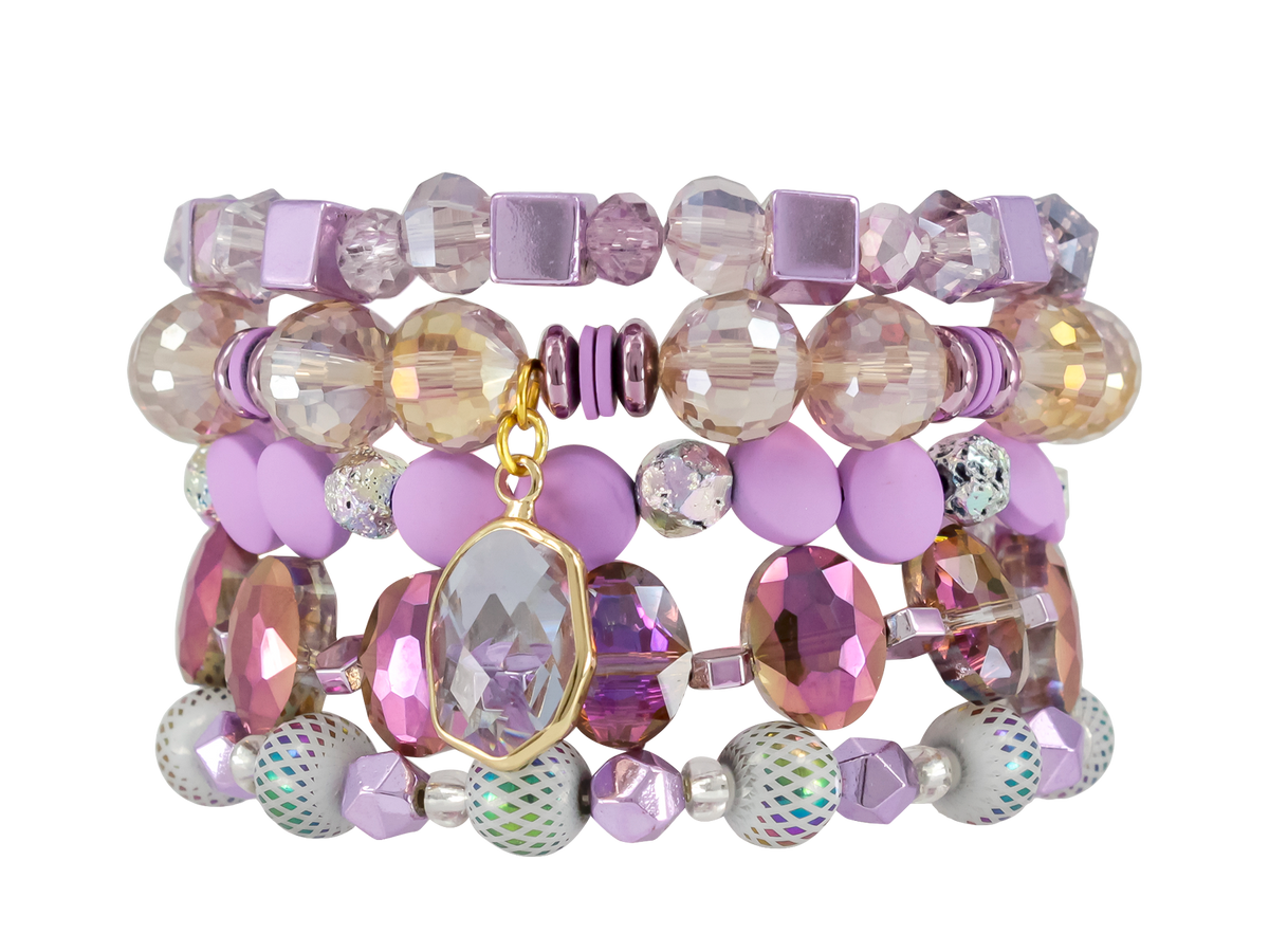 ERIMISH  - EXTENDED SIZE PLUM PIE STACK BRACELET SET
