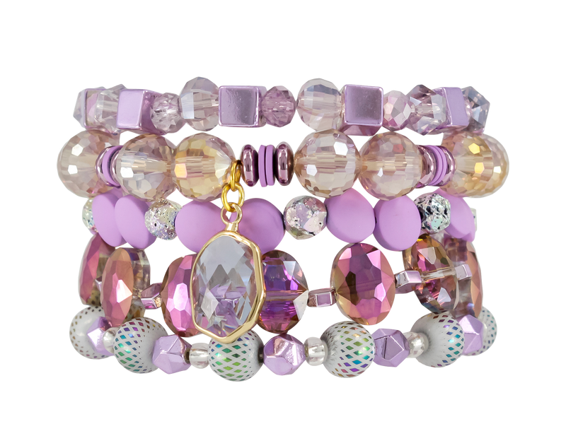 ERIMISH  - EXTENDED SIZE PLUM PIE STACK BRACELET SET