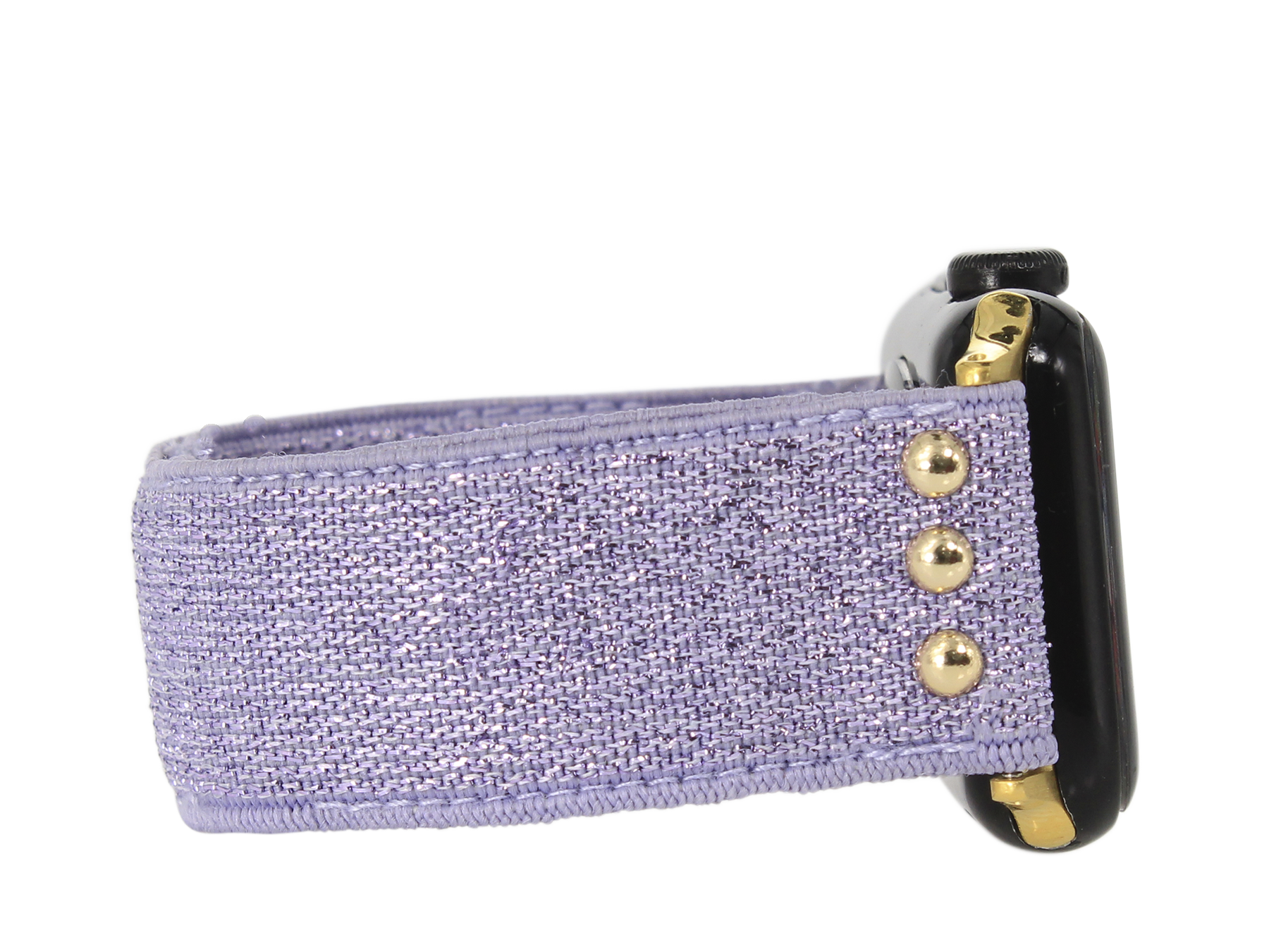 ERIMISH STRETCHY PURPLE GLITTER APPLE WATCH BAND GOLD 14.5 CM