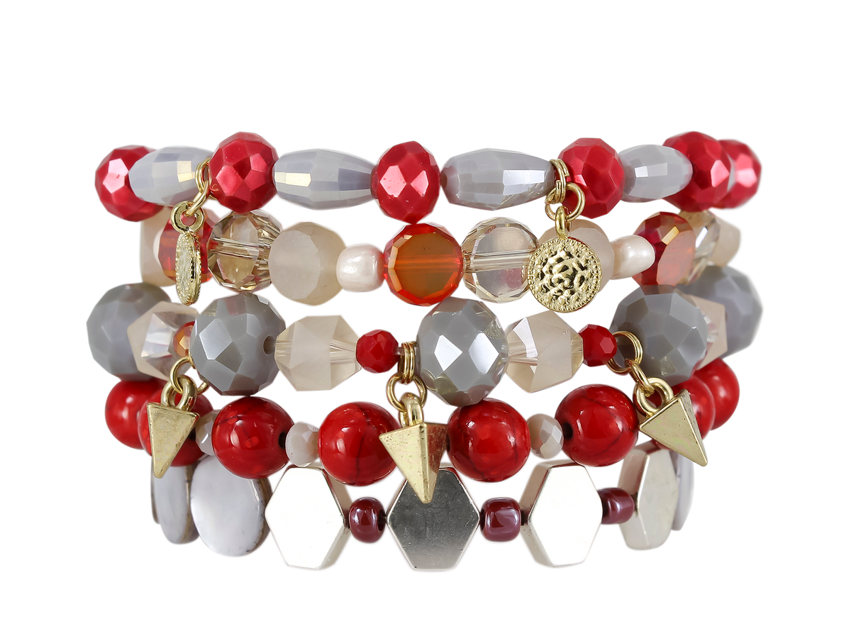 ERIMISH -  EXTENDED SIZE -  ROJO STACK BRACELET SET