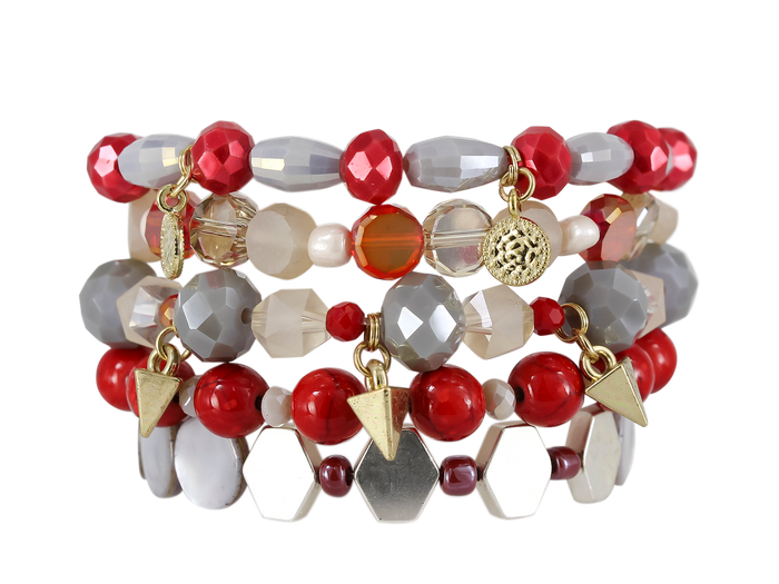 ERIMISH -  EXTENDED SIZE -  ROJO STACK BRACELET SET