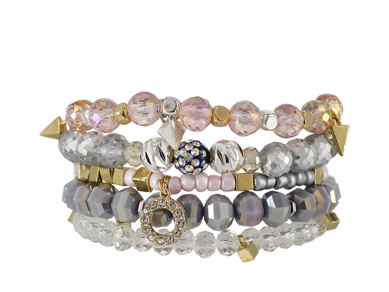 ERIMISH -  EXTENDED SIZE -  ROSE STACK BRACELET SET